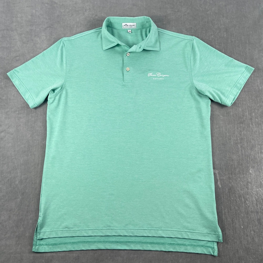 Peter Millar Mens XL Green Seven Canyons Sedona Polo Summer Comfort Shirt